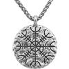 TQWSVUM Nordic Viking Helm of Awe Collana - Donna Uomo Acciaio Inox Aegishjalmur Pendente Talismano -Fatto A Mano Norreno Mitologia Protezione Pagan Jewelry Gift