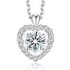 MomentWish Moissanite Collana Donna, 1 Carato Punto Luce Sparkling Dancing Collana Argento 925 Ciondolo Gioielli Regalo per Donne Fidanzata Cuore/Halo/Trifoglio/Ferro di Cavallo