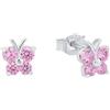 AMOR - Orecchini Bambini - Unisex in Argento 925 - con Zircone - Orecchino a Perno a Farfalla - AMR-E0116