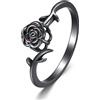 ONEFINITY Anello con rosa nera in argento Sterling gotico, per donne e gioielli gotici