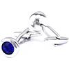 Skcess Gemelli da uomo in rame con gemello, gemelli rotondi in cristallo e zirconia cubica blu, idea regalo per gli uomini