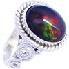 Ravishing Impressions Anello in argento Sterling 925 con opale etiope nero naturale SZ-O 1/2 RI-4989-A, Pietra preziosa, Opale etiope nero