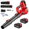 Kouamor Soffiatore a batteria 21 V, soffiatore a foglie, soffiatore senza fili, con batteria e caricatore 60 m/s 0-40,000r/min/6 velocità/portatile per giardino, cortile, foglia, neve (B-13,000 mah*2)