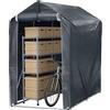 Peviasot Garage per 2 biciclette, 187 x 165 x 100 cm, tenda resistente alle intemperie in polietilene da 160 g, capanno da giardino compatto con telaio in acciaio zincato, protezione UV, porta con