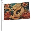 FJWSLCH Dragon sfondo cinese Bandiera 2x3 Ft Bandiere per interni ed esterni con occhielli Bandiera da giardino su entrambi i lati Grande Banner Cartello Yard House Bandiere per esterni Decorazione domestica