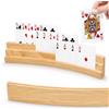Jerhyun 2 pezzi Porta Carte da Gioco in Legno 33cm, Reggi Carte da Gioco, Playing Cards Holders Mani Libere, Adatto per Adulti e Anziani (Giallo, 3 ripiani)