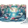 6N2X9A4S Carpa Koi Puzzle 1000 Pezzi Carta per Adulti Paesaggio Notturno Rilassante Concentrazione Famiglia Casa Regalo 38x26cm/1000pcs