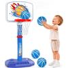 YESHIN Canestro da basket per bambini, per interni ed esterni, portatile, con pannello divertente, regolabile in altezza 77-140 cm, base stabile, 4 palle da basket e pompa, giocattolo per ragazzi e