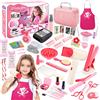 UBBOY Set Parrucchiera Bambina con Giocattolo Asciugacapelli Piastra | Parrucchiere Simulazione Playset con Asciugacapelli, Ferro arricciacapelli, Kit di Trucco Simulato per Bambini