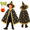Huanmin Costume di Halloween per bambini, mantello da strega con cappello, zucca e borsa per caramelle