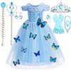 SACBRZZ Dress Set, Vestito Principessa Bambina, con Collana Set di Accessori a 8 Pezzi, Frozen Cosplay Costume Bambina, Ideale per Feste di Compleanno,Halloween Carnevale,Ideal Regali 4 5Anni-110CM