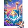 FBFNIOPZUYAw Delfino Faro 1000 pezzi Mini Puzzle per Adulti | 38 x 26 cm cartone, decorazione casa, taglio preciso, regalo di compleanno, relax