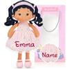 LeyaDoll Bambola morbida personalizzata per neonato maschio da 30,5 cm | Sacca regalo rosa inclusa, compagno del lettino per neonati, viso ricamato e morbido come burro, lavabile in lavatrice