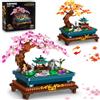 CUBIMANA Bonsai giapponese 2 in 1, set da costruzione per adulti con luci | 912 pezzi, ciliegio e acero in mattoncini, set botanico, giardino zen giapponese con laghetto, regalo per amanti delle piante