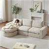 Muskel Divano modulare beige, divano angolare in ciniglia con lettino | Divano modulare in ciniglia, divano angolare e divano a L con lettino, versatile per soggiorno e camera degli ospiti