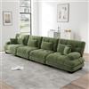Piaenon Divano angolare modulare a 4 posti, colore verde, seduta extra profonda, divano letto imbottito, rivestimento in ciniglia, comodo per famiglie grandi e stanze