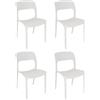 MOHOME Sedia Bianca Polipropilene Set da 4 Impilabili Schienale Moderno Ergonomico Dimensioni 83 x 55 x 41 cm Interno Esterno Casa Ufficio Bar Ristorante