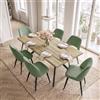 ANVOFONG Tavolo da pranzo scuro con 6 Sedie,Set Sala da Pranzo,Verde | 140 X 80 X 76 cm Rettangolare Tavolo in Legno, Sedia da Cucina in Tessuto in velluto a coste,Per Sala da Pranzo,Salotto