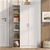 Moimhear Armadio 90×55×170 cm, due ante, con ripiani e cassetti, bianco
