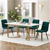 Moimhear Set da pranzo (5-TLG), tavolo da pranzo con 4 sedie, moderno tavolo da cucina, tavolo da cucina con gambe in metallo dorato, piano in MDF bianco, velluto (sedia verde scuro)