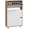 HOMCOM Scarpiera Salvaspazio a 3 Cassetti con Ripiano Regolabile Bianco | Scarpiera Slim, per 18-24 Paia di Scarpe, per Ingresso e Camera