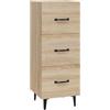 GHVBNMF Credenza in rovere Sonoma, 34,5 x 34 x 90 cm, armadio in legno | Armadietto compatto con cassetti per corridoio e soggiorno. Struttura stabile in legno e piedini in ferro.