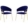OKAFFAREFATTO MADDALONI Sedie da Sala da Pranzo Set da 2 Aurelia Velluto Gambe Dorate (blu notte)