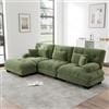 Piaenon Lussuoso divano angolare a forma di L, colore verde, con seduta profonda, divano letto con ottomano, rivestimento in ciniglia, elegante divano per soggiorno
