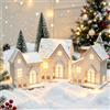 Bseical Villaggio di Natale con illuminazione, 3 pezzi, casa di Natale illuminata, decorazione natalizia in legno a LED per interni, casa gnomo con luce, città di Natale, decorazione natalizia americana, case