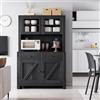 Garvee Credenza Dispensa da Cucina con Supporto Microonde - Buffet Freestanding con Hutch - 2 Cassetti, 4 Ante e Ripiani Regolabili - per Cucina/Sala da Pranzo - Nero venatura legno