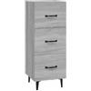 GHVBNMF Credenza grigio Sonoma, 34,5 x 34 x 90 cm, in legno | Cassettiera compatta da corridoio in grigio sonoma con cassetti, gambe in ferro stabili e protezione antiribaltamento per