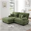 Piaenon Divano angolare modulare verde con ottomano, braccioli larghi, 4 cuscini inclusi, rivestimento in ciniglia, comodo divano imbottito con colore naturale