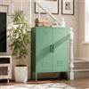 WOOW DEPOT Cassettiera in metallo a 3 scomparti, 100 x 80 x 38 cm, armadio in acciaio con doppia porta, ripiano regolabile, armadio multiuso industriale per soggiorno e corridoio, verde