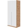 MEGAOFFERTE.IT Armadio A 2 Ante Con Asta Appendiabiti E 3 Ripiani Armadietto Mobile Guardaroba Mobiletto Moderno Per Cameretta Camera Ragazzi 90 x 200 x 52 Cm Bianco E Rovere
