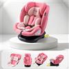 GLOKID seggiolino auto Isofix 360°Girevole Seggiolino Auto 0-36 Kg Gruppo 0/1/2/3, Regolabile in Altezza（rosa）