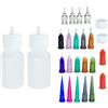 XMASIR Applicatore di precisione multiuso JAC per set di henné | Flacone di colla a pressione, 2 pezzi da 28 ml, flacone con 4 tappi di chiusura e 16 punte di ago