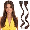 TESS Posticci Frangia Clip Frangetta Laterale Extension Capelli Sintetici 2 Ciocche Lunghe 30cm per Donna Modellare il Viso - Castano Scuro