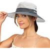 UTOWO Cappello da sole da donna estivo protezione UV cappello da spiaggia a tesa larga in rete cappello da pesca con foro per coda di cavallo cappello pieghevole