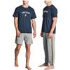 RAGNO SPORT Pigiama 3 Pezzi Uomo trittico Cotone Serafino Manica Corta Pantalone Corto + Lungo Articolo U086NT