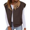 Yutdeng Gilet da Donna Senza Maniche in Pile con Collo a V e Scatto Bottoni | Gilet Smanicato in Pelliccia Pile Donna Vest Corta Leggero Comodo Tinta Unita con Tasche per Casual Autunno Inverno