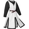 Duohropke Costume medievale da uomo, costume da cavaliere medievale, nero e bianco, con cintura, per Carnevale Cospaly
