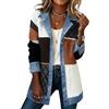 Generisch Giacca di jeans da donna, lunga, vintage, patchwork, lavorato a maglia, casual, in denim, elegante, con colletto a risvolto, colori a contrasto, giacca leggera per le mezze stagioni, taglie forti