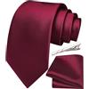 Ailisus Cravatta e tasca quadrata in tinta unita Set di cravatta e fazzoletto in raso per gli uomini di nozze Business formale classico