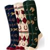 Fjquamitix 3 paia di calze da equitazione da donna, in cotone, altezza al | Calzini lunghi e divertenti al ginocchio da equitazione, regalo per amanti dei cavalli, cowgirl, calzini da equitazione per