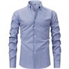 Celanisai Camicia da uomo a quadretti blu camicia a maniche lunghe, camicia a quadri Oktoberfest Oufites, camicia da lavoro a righe con colletto rovesciato, camicia per il tempo libero, vestibilità normale