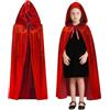 Winwild Velluto Capo con cappuccio, Velvet Cape Vampire Costume Ladies Men Adult per Carnevale Halloween Cosplay Costume (Rosso, 120cm)