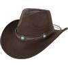 Boarle Classico cappello da cowboy in lana per uomini e donne, autunno, inverno, stile occidentale, con cinghia, design decorativo con nastro zaffiro per esterni (marrone)