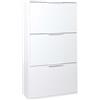 Composad | Scarpiera della Linea ESPRESSO Doppia Profondità, con 3 Ribalte, Scarpiera Salvaspazio, Ingresso, Ripostiglio, Portascarpe, (LxAxP) 65x119,5x25 cm, Colore Bianco Laccato, Made in Italy