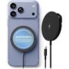 Spotminders. SPOTMINDERS, caricabatterie magnetico wireless con supporto, tappetino di ricarica rapida Qi da 15 W per iPhone, AirPods, Samsung, Android e Spotminders, cavo USB-C integrato da 1 m, antiscivolo