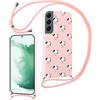 Phoona Cordino Cover per Samsung Galaxy S22 Plus 5G 6,6'', Mucca da latte Aesthetic Modello Design Rigido Case Corda con Regolabile Laccio Antiurto Antigraffio Bumper della Fotocamera Custodia,29